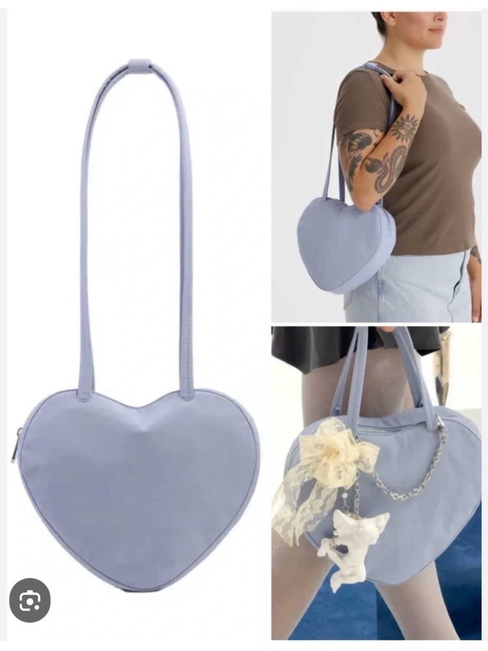 BAGGU Nylon Heart Bag in Mist Sold Out Summer Cute